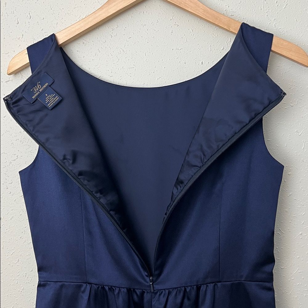 Brooks Brothers Navy Silk Blend Satin Sheath Dress Size 4 - Picture 3 of 6